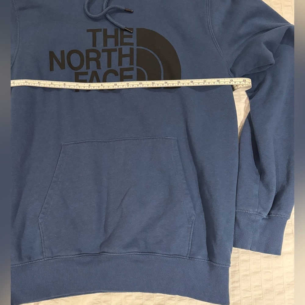 The North Face Men's Size Medium  -  Blue Drawstring Pullover Hoodie Sweatshirt - Picture 4 of 5